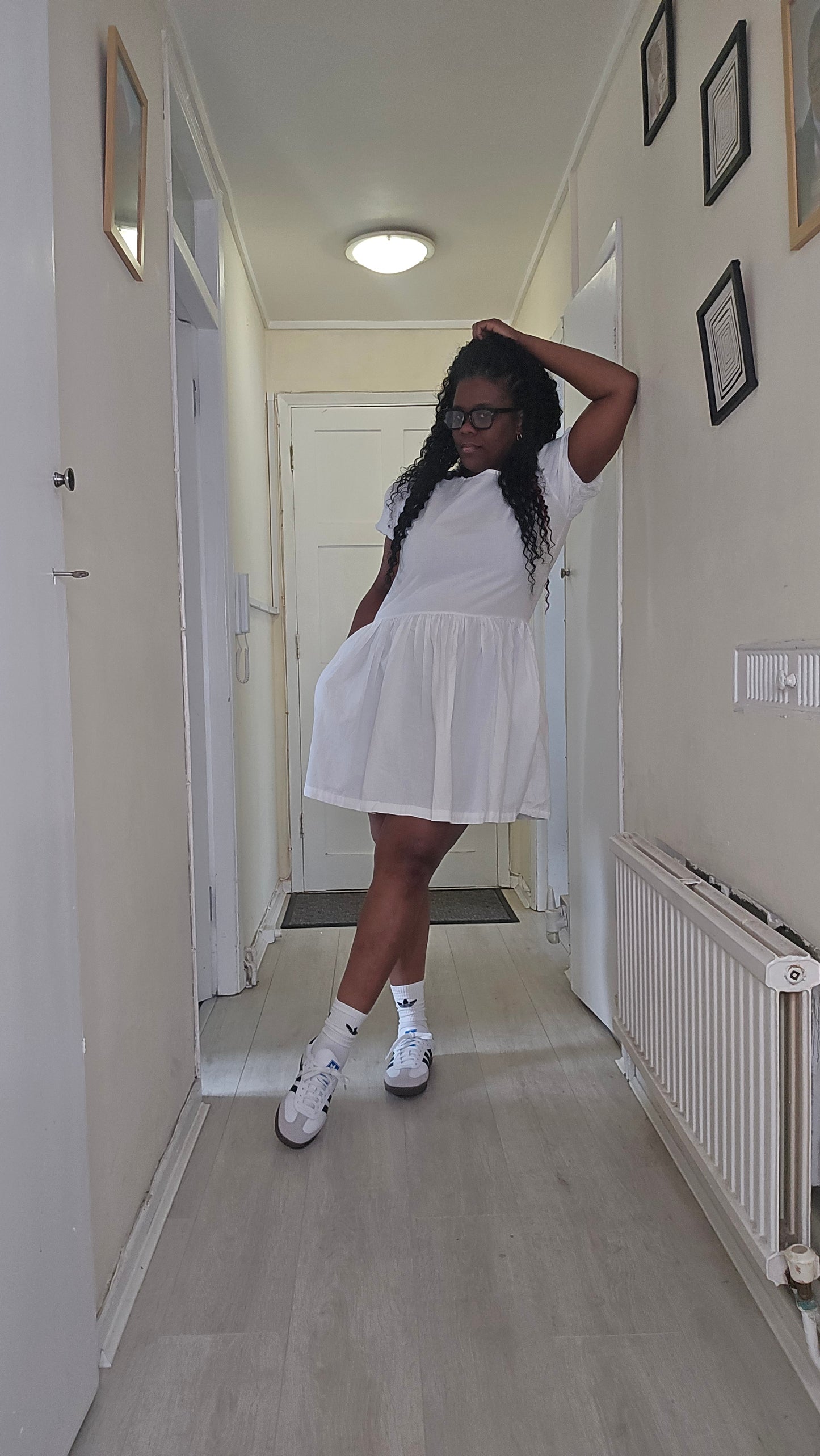 *PRE-ORDER* White puff sleeve cotton dress