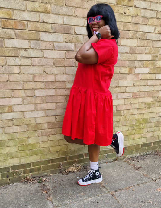Red Velvet Cotton Blend dress